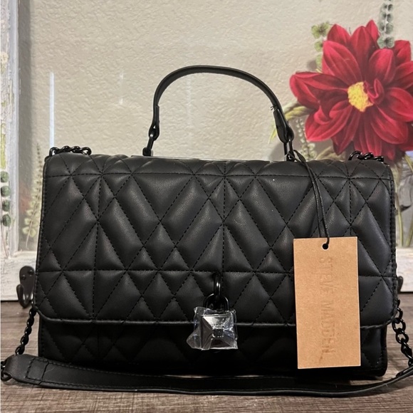 Steve Madden Handbags - Steve Madden Rare Black on Black Bemilia Quilted Top Handle/Shoulder Bag
